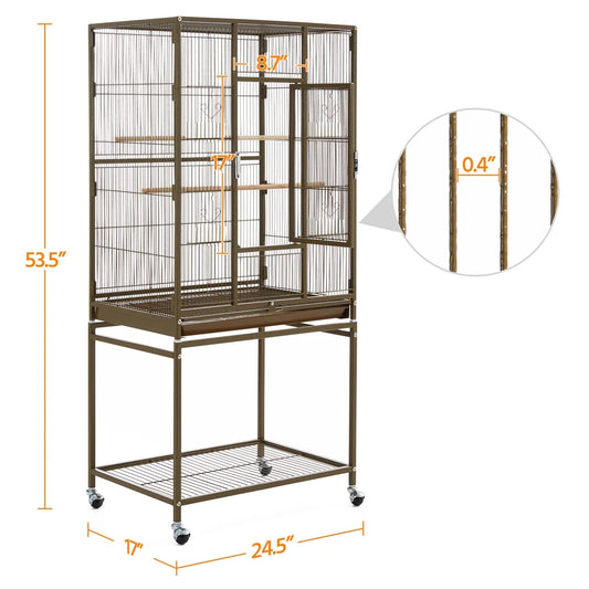 54"H Large Rolling Metal Pet Cage with Detachable Stand,Palmer Green