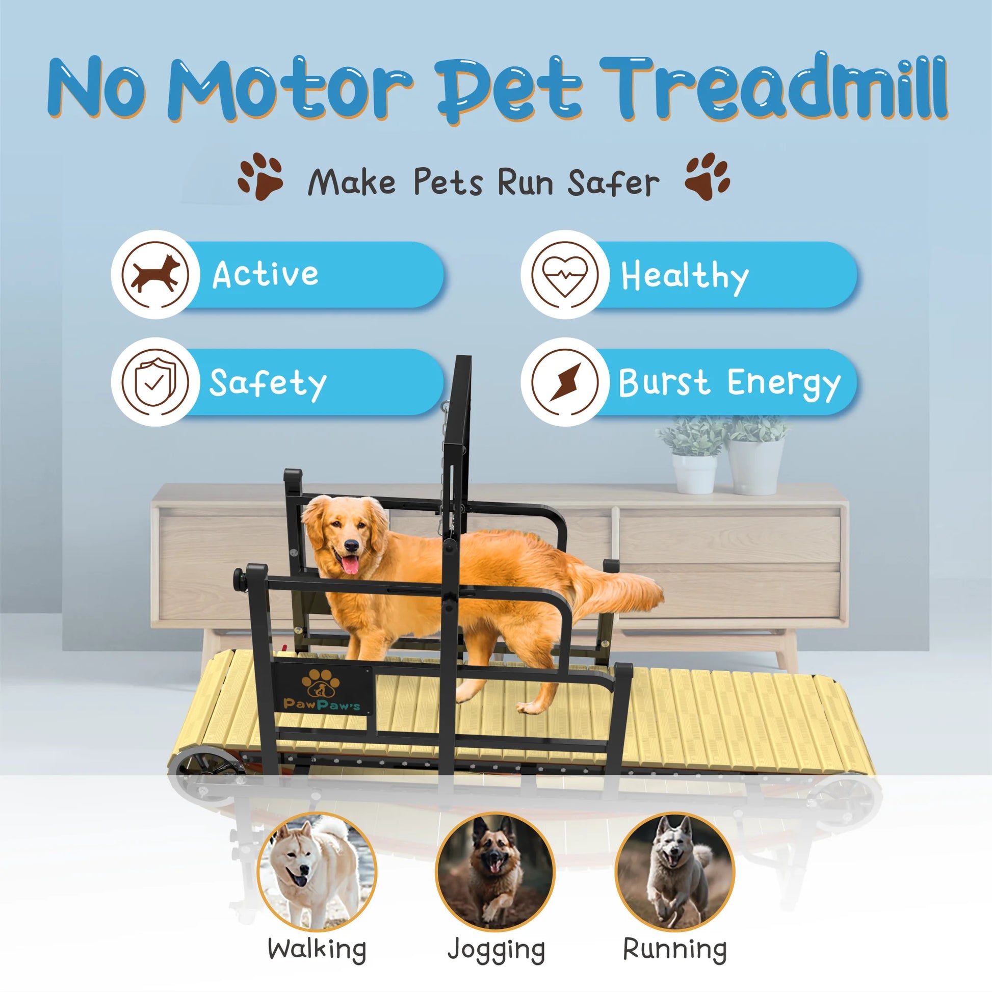 Dog Treadmill for Large and Medium Dogs, Dog Slatmill for Healthy & Fit Dog Life, Dog Treadmill for Indoor & Outdoor. Dog Treadmill for Dogs up to 220 Lb