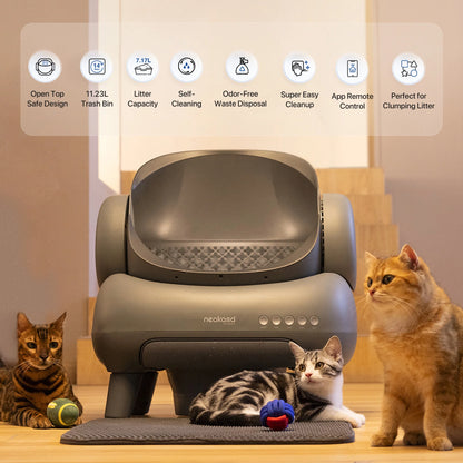 M1 plus Automatic Cat Litter Box, Self-Cleaning, Spacious Open-Top Design for Large Cats up to 33 Lbs, Odor-Free & Safe Access