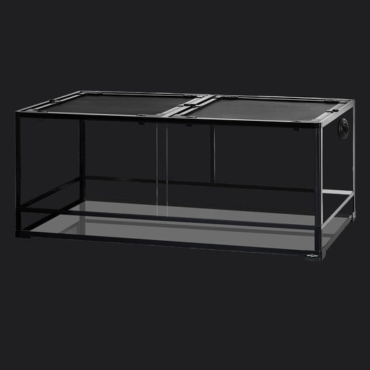 90Gallon Reptile Large Terrarium Upgrade Glass Front Opening Tank Sliding Door with Screen Ventilation Reptile Terrarium about 48" X 24" X 18"(Knock-Down)