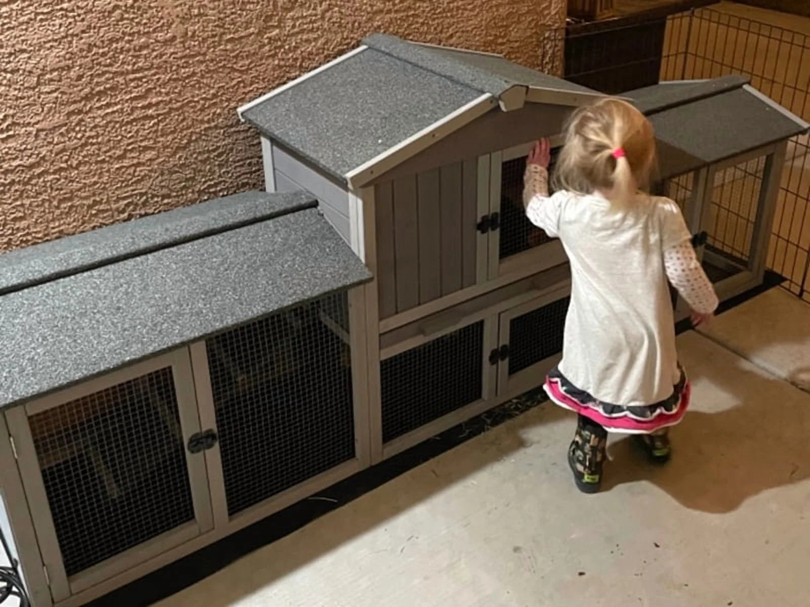 Chicken Coop Outdoor with PVC Bottom Layer Indoor Rabbit Hutch Wooden Bunny Cage Large Rabbit House with Run