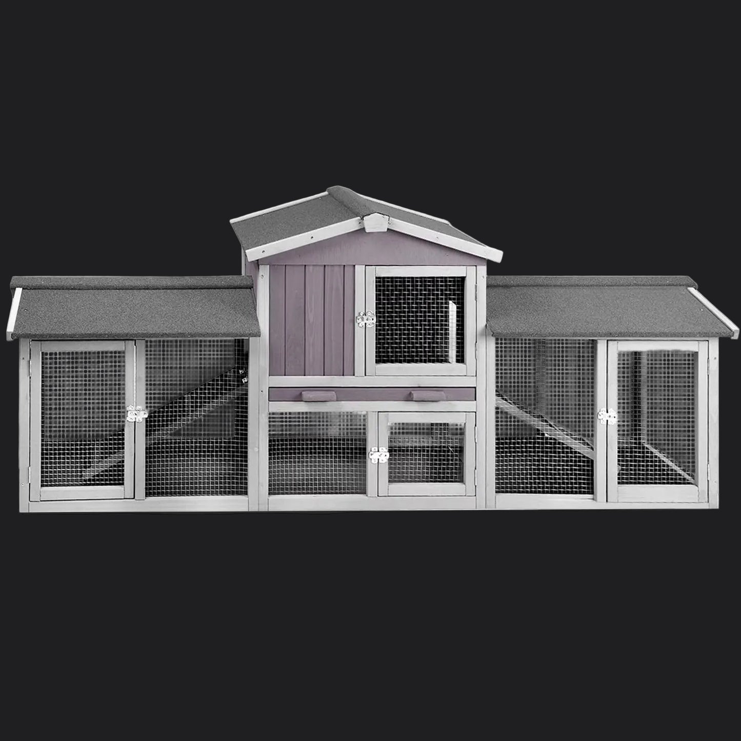 Chicken Coop Outdoor with PVC Bottom Layer Indoor Rabbit Hutch Wooden Bunny Cage Large Rabbit House with Run