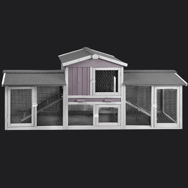 Chicken Coop Outdoor with PVC Bottom Layer Indoor Rabbit Hutch Wooden Bunny Cage Large Rabbit House with Run