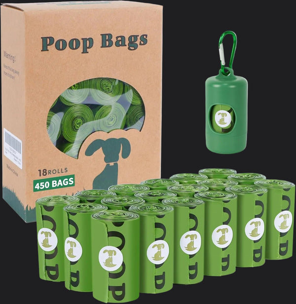 Dog Poop Bag Biodegradable Scented: Leak Proof Dog Waste Bags with 1 Dispenser, 18 Rolls Refills Poop Bags -450 Counts