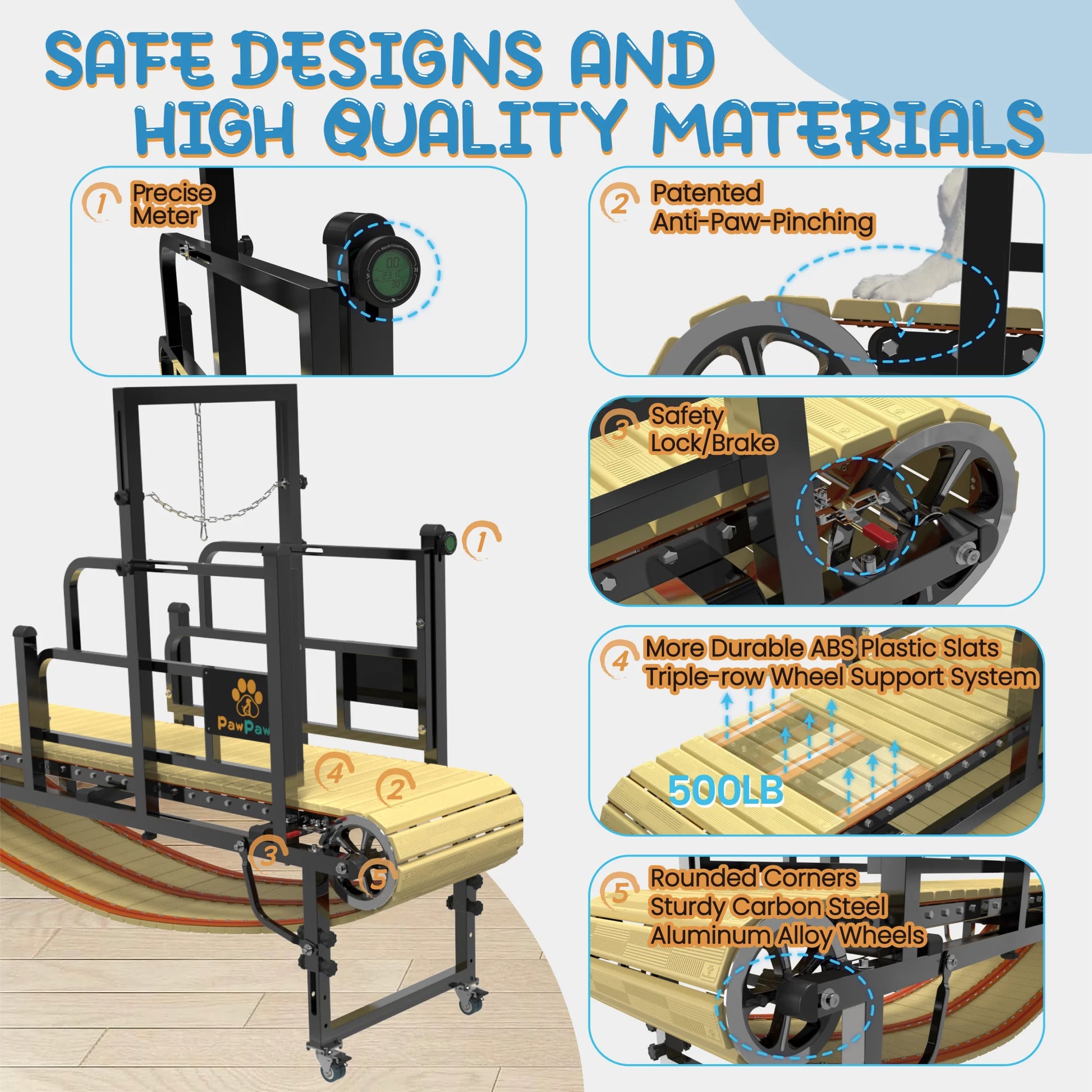 Dog Treadmill for Large and Medium Dogs, Dog Slatmill for Healthy & Fit Dog Life, Dog Treadmill for Indoor & Outdoor. Dog Treadmill for Dogs up to 220 Lb