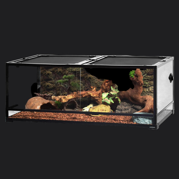 90Gallon Reptile Large Terrarium Upgrade Glass Front Opening Tank Sliding Door with Screen Ventilation Reptile Terrarium about 48" X 24" X 18"(Knock-Down)