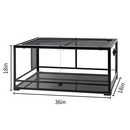 REPTI-ZOO Reptile Glass Terrarium, Double Hinge Door with Screen Ventilation Reptile 36" X 18" X 18", Black