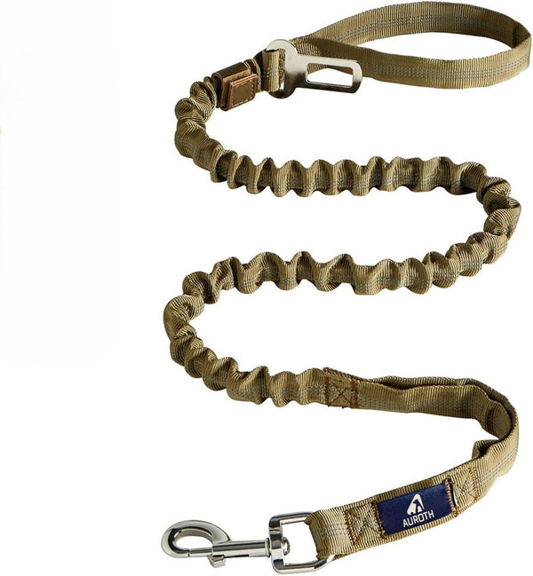 Heavy Duty Bungee Dog Leash for Medium Large Breed Dogs, No Pull Leashes for Shock Absorption with Car Seat Belt, 2 Padded Handles 4.5FT 6FT Training Dog Leash