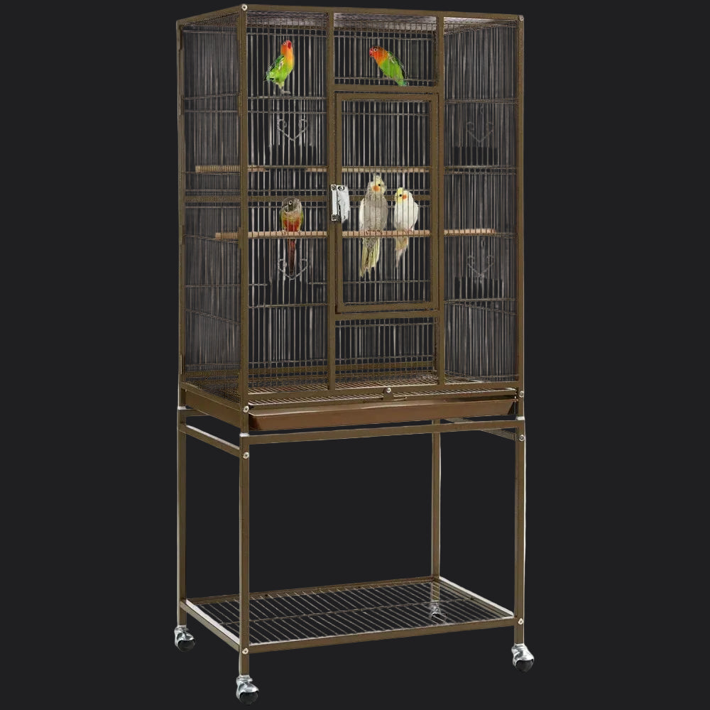 54"H Large Rolling Metal Pet Cage with Detachable Stand，Palmer Green
