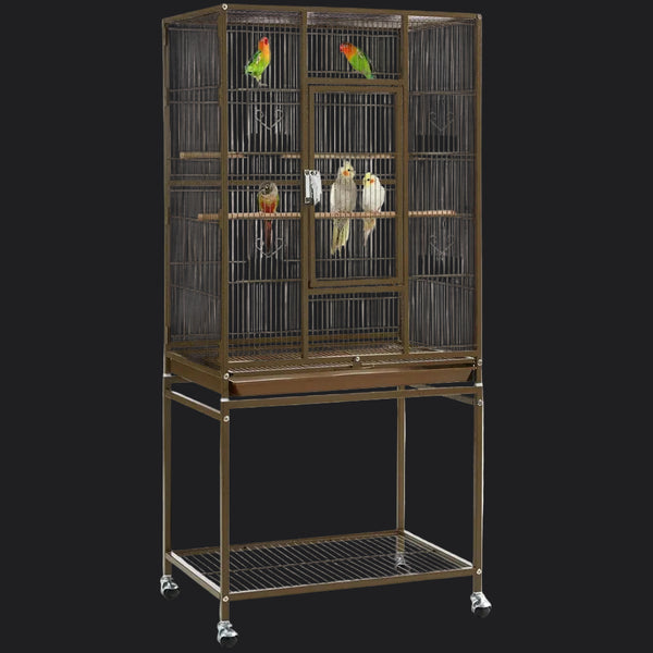 54"H Large Rolling Metal Pet Cage with Detachable Stand，Palmer Green