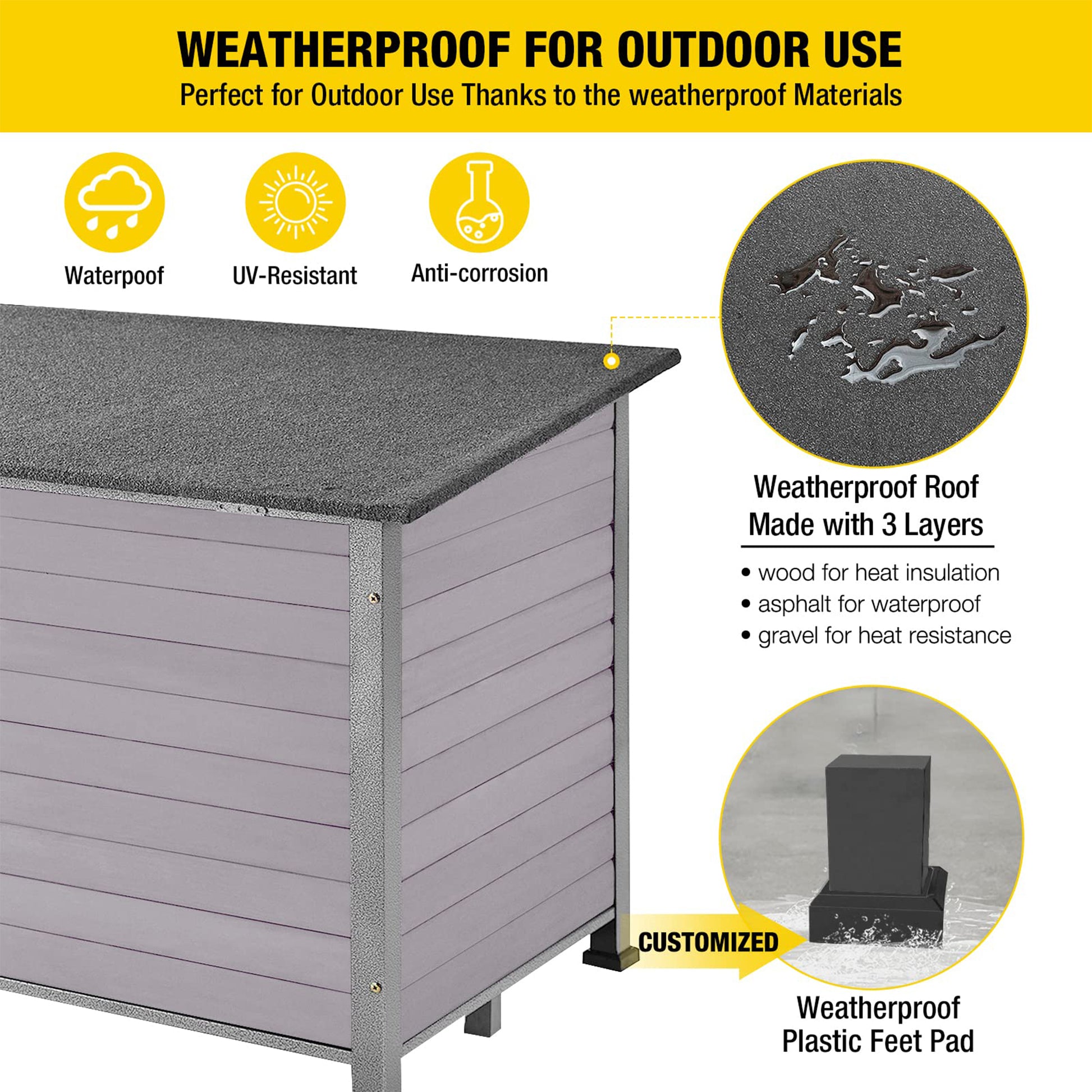 Wooden Dog House Anti-Chewing Kennels for Outdoor & Indoor, Gray, Large