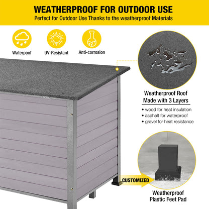 Wooden Dog House Anti-Chewing Kennels for Outdoor & Indoor, Gray, Large
