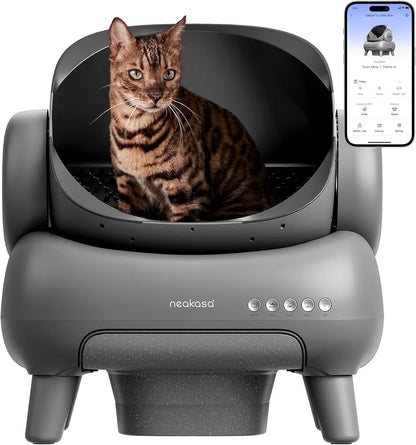 M1 plus Automatic Cat Litter Box, Self-Cleaning, Spacious Open-Top Design for Large Cats up to 33 Lbs, Odor-Free & Safe Access