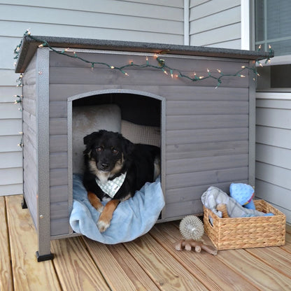 Wooden Dog House Anti-Chewing Kennels for Outdoor & Indoor, Gray, Large